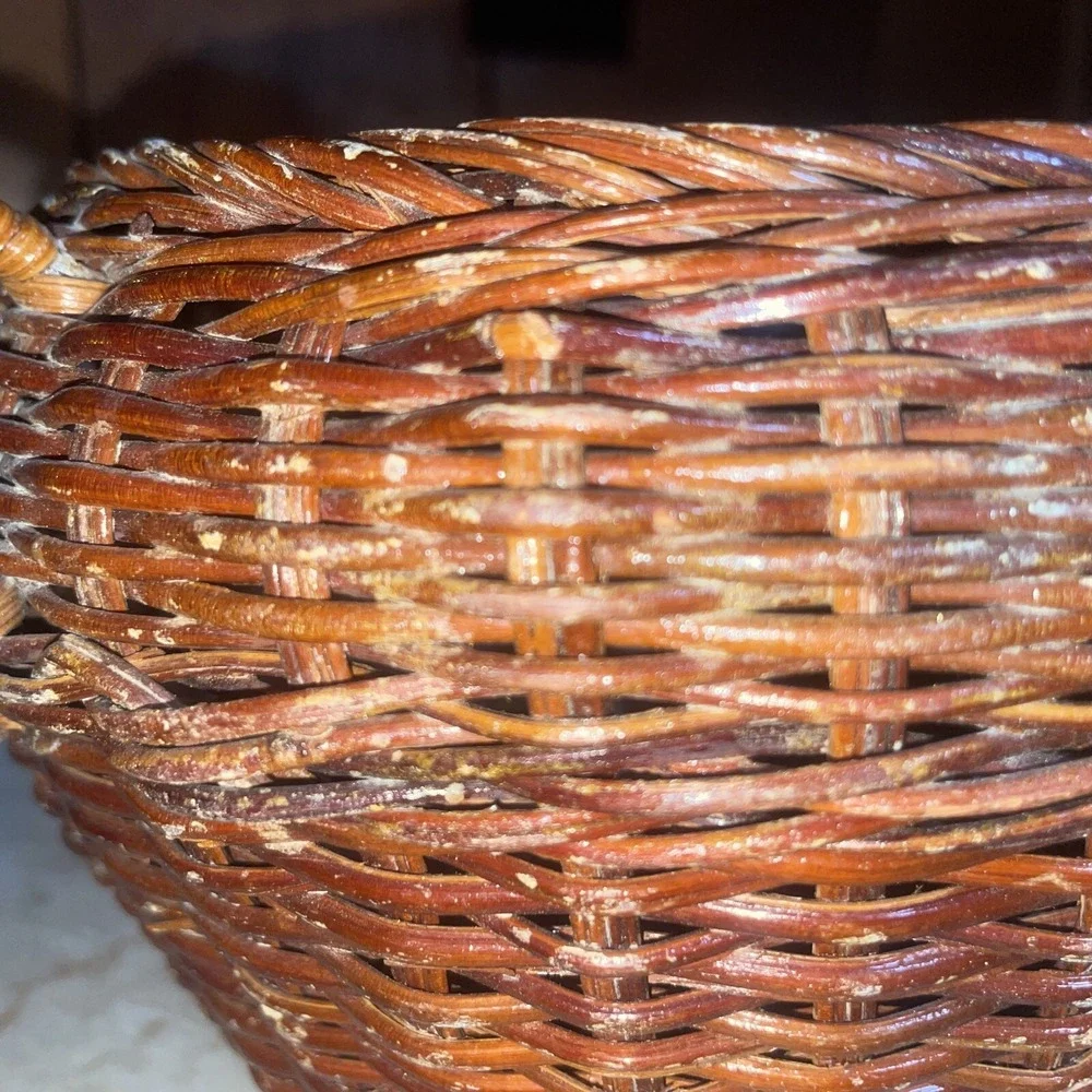 Vintage‎ Footed Wicker Basket With Two Handles